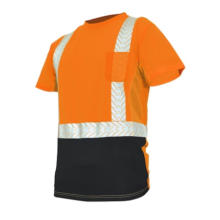Ge Hi-Vis Short Sleeve T-Shirt, Birdseye Knit Polyester, Orange/Black, M GS116OM